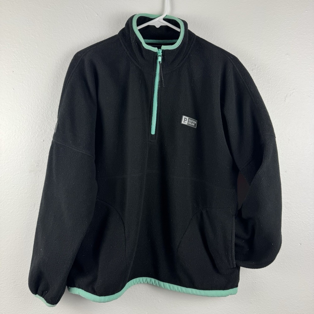 PORTLAND GEAR Outer Gear Mens 1/4‎ ZIP Fleece pullover sweater BLACK - S